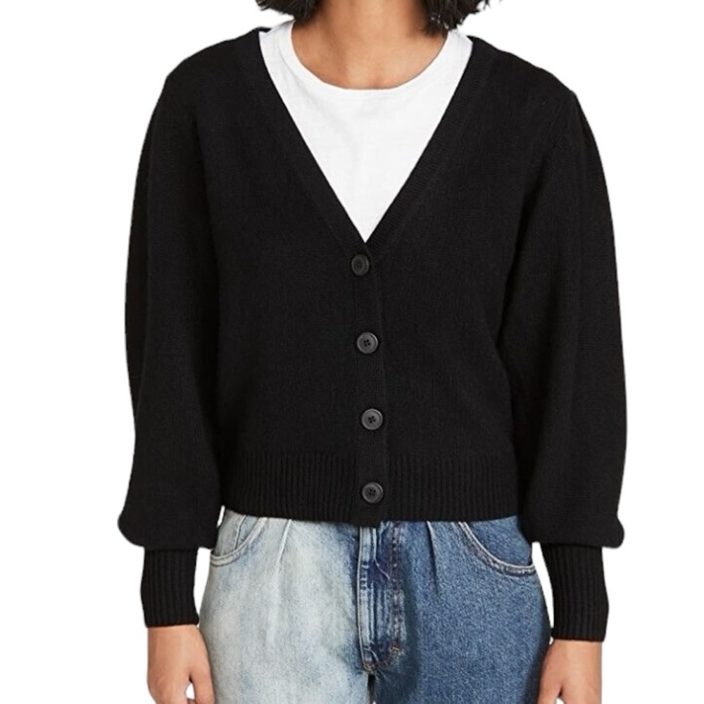 360 Cashmere black cashmere cardigan in paisley style size M